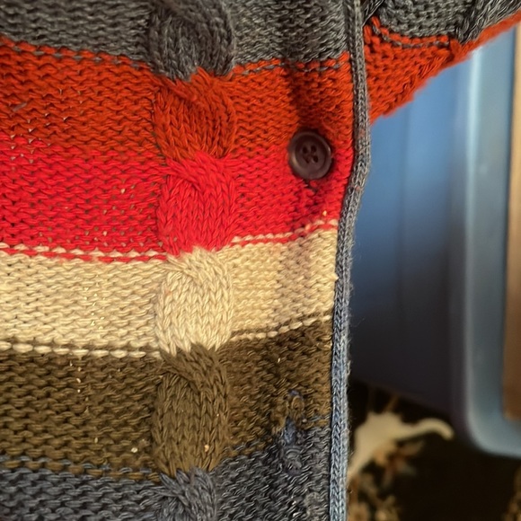 SHELL/VEST TOP Knitted BUTTON FRONT 2Blues/White/Red/Brown - Picture 3 of 8